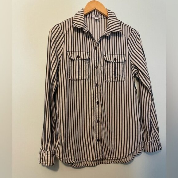 COPY Paige Striped Button Up Shirt Size Small - Picture 3 of 8